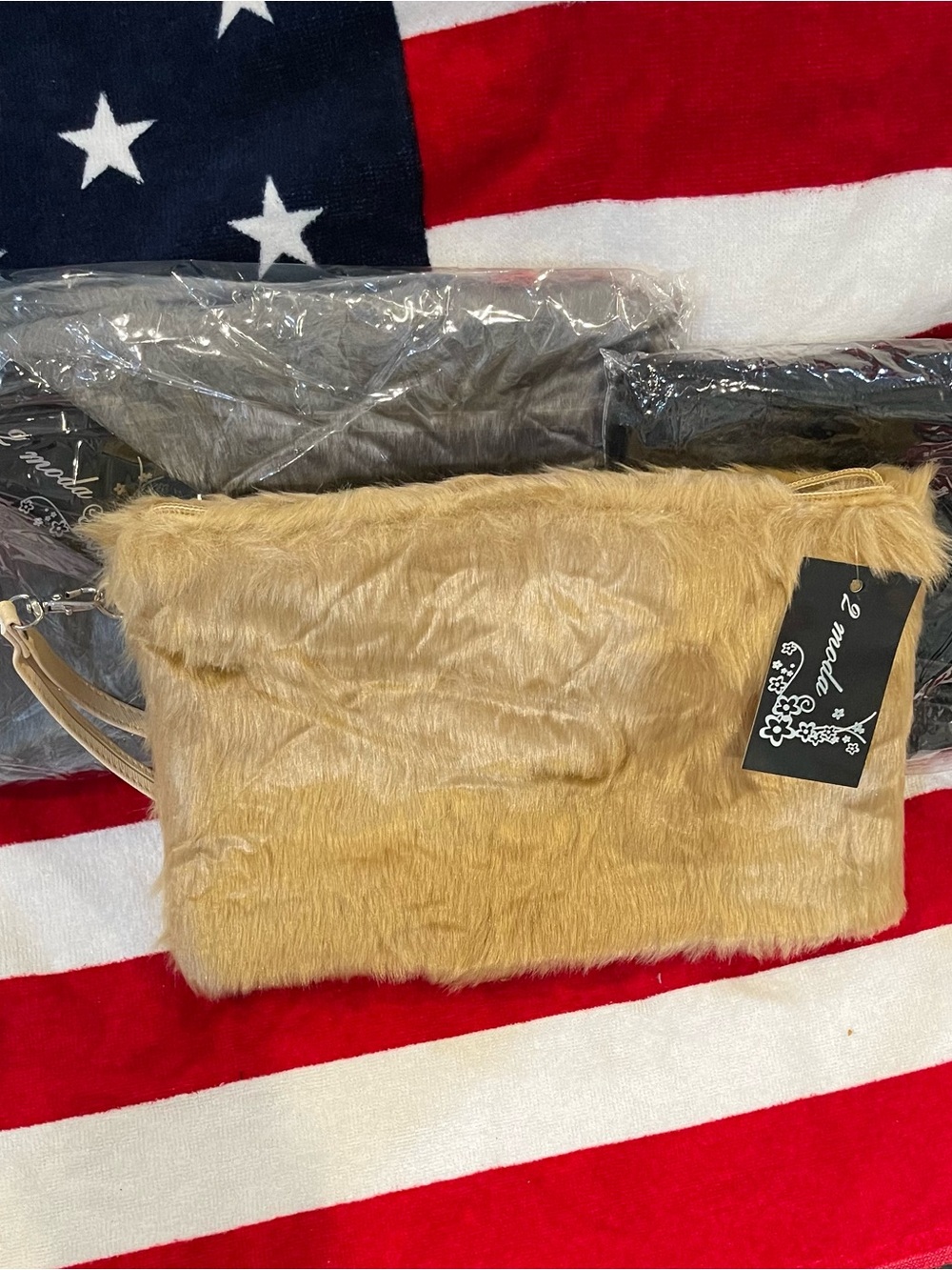 Faux Fur Wristlet Clutch in Tan - Casual Chic